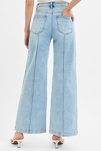 Risen Wide Leg Pintuck Jeans