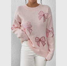Load image into Gallery viewer, Knit Sequin Bow Sweater
