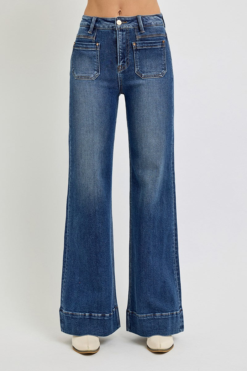 Risen Wide Flare Jeans