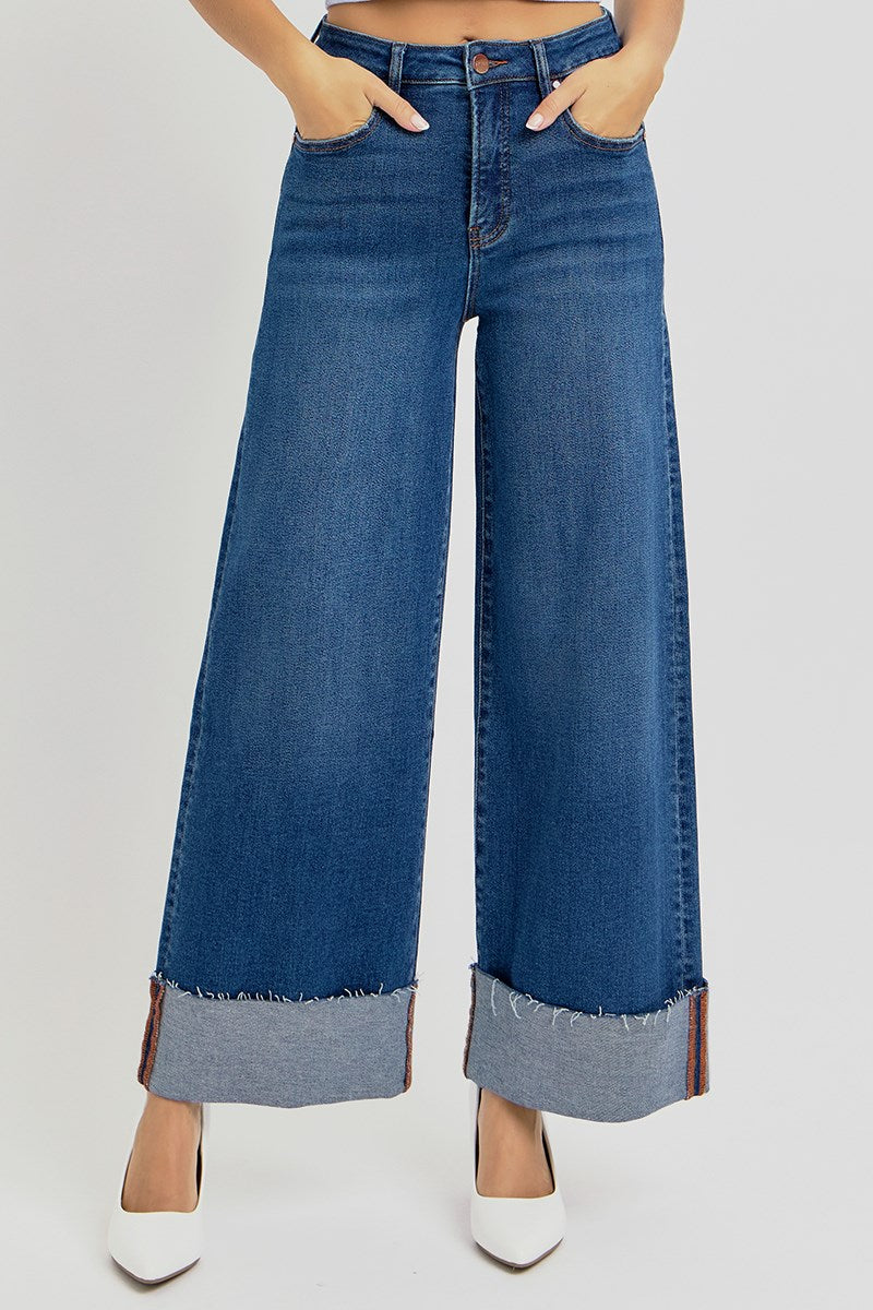 Risen Wide Cuffed Jeans