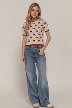 Load image into Gallery viewer, Short Sleeve Cherry Pattern Sweater
