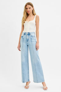 Risen Wide Leg Pintuck Jeans