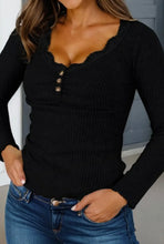 Load image into Gallery viewer, Lace Trim Long Sleeve Top
