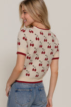 Load image into Gallery viewer, Short Sleeve Cherry Pattern Sweater
