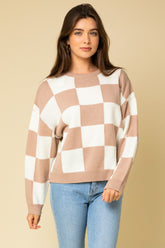 Check Print Sweater