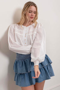 Check Peasant Blouse