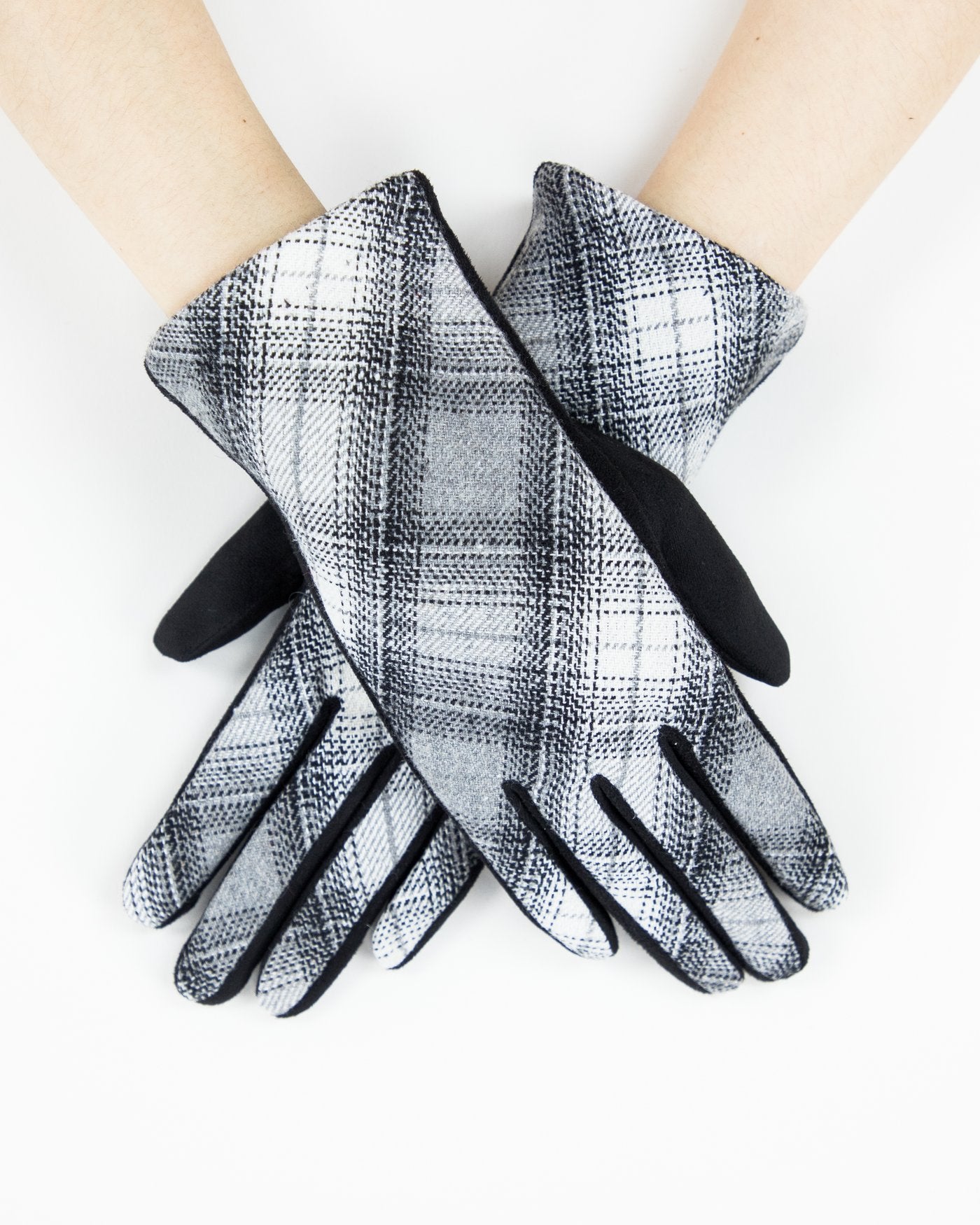 Black and White Plaid Gloves