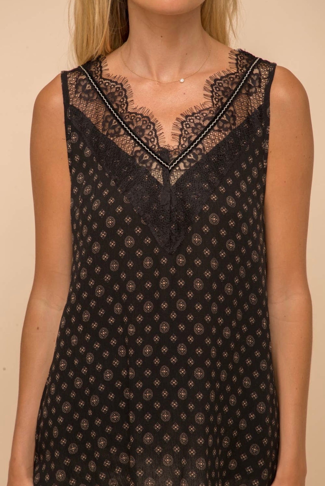 Lace Trimmed Tank Top