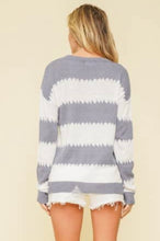 Load image into Gallery viewer, Distressed Stripe Sweater
