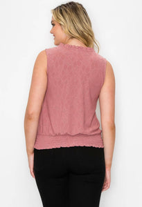 Ruffle Keyhole Tie Top