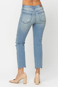 Judy Blue Destroyed Cropped Straight Leg Plus