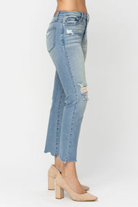 Judy Blue Destroyed Cropped Straight Leg