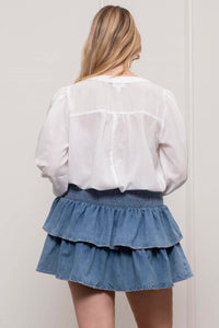 Check Peasant Blouse